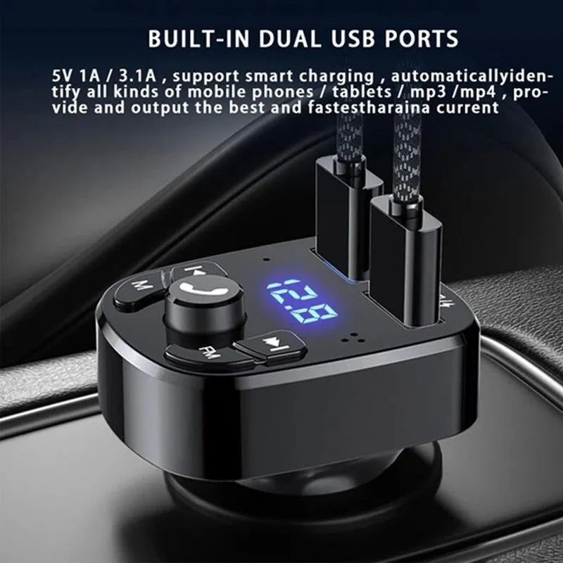 DriveSync Tech™ Dual USB Car MP3 Player with Fast Charger and Bluetooth Receiver